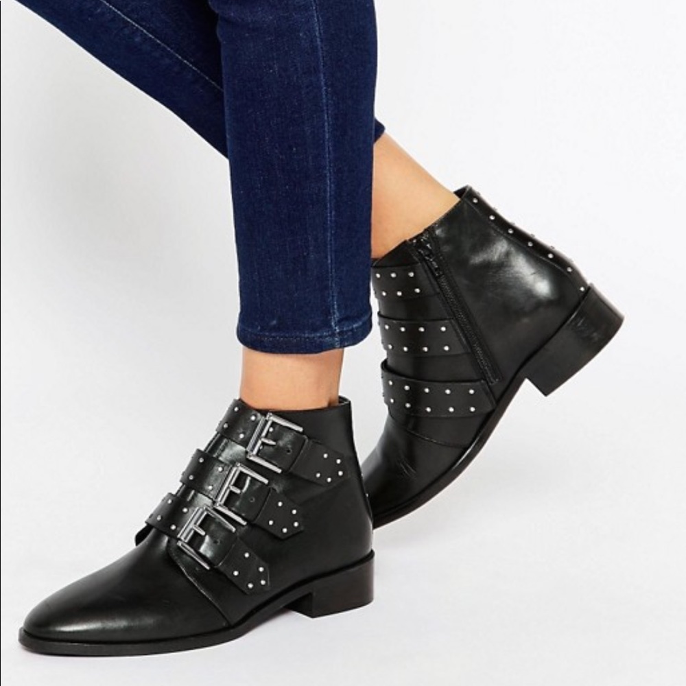 ASOS ASHLEIGH Leather Studded Ankle Boots - Picture 2 of 6
